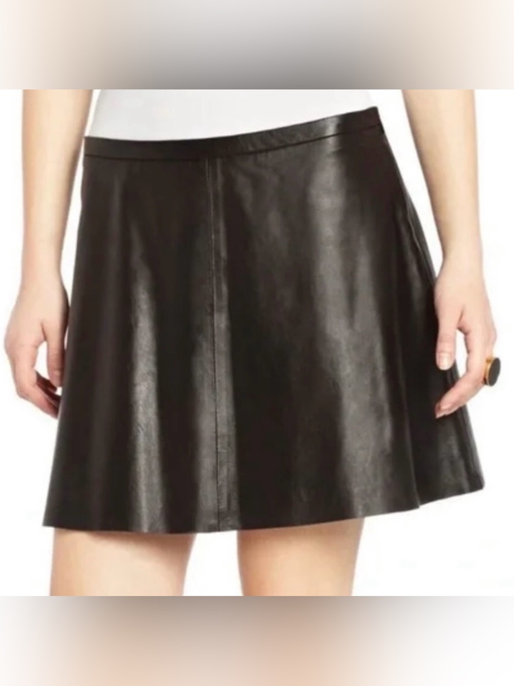 BCBGMAXAZRIA Sheryl Lamb Leather Skirt (Model/Style LFH3D949) Sz M Black $348